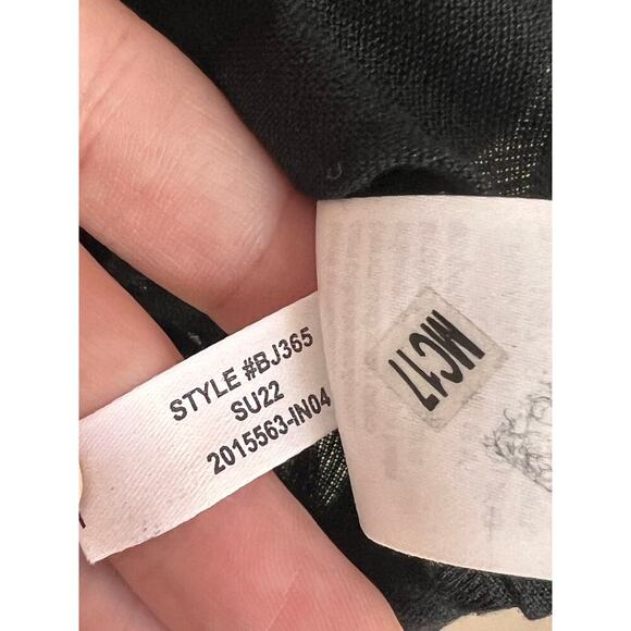 NWT J, Crew Puff Sleeve V-Back Button-Front Linen Blouse Top Black Womens Size 2 - Picture 11 of 11